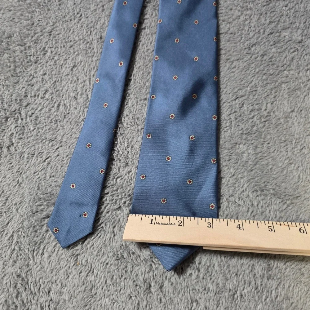 Cromwell & Stokes Mens OS Necktie Blue Silk Floral‎ Medallion Hand Made Italy